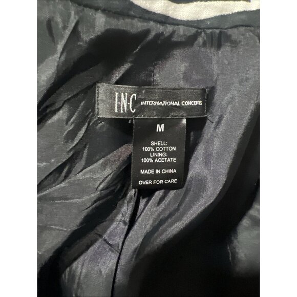 INC Zebra Print Overcoat Button Front Size Medium Side Pockets Belted - Picture 9 of 12